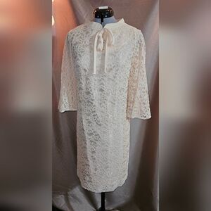 H/B Jrs of California Vintage Dress - Lace, Peach/Pink, Size 9 (M)